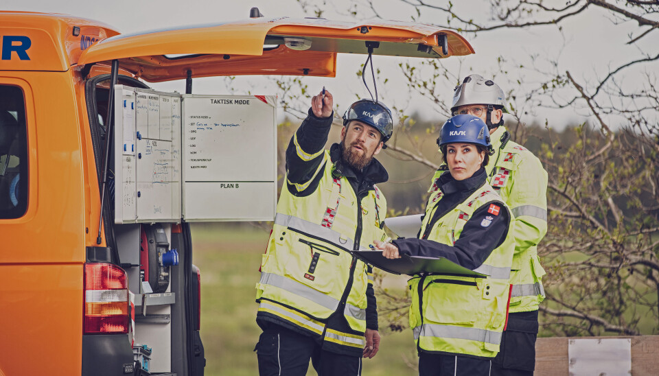 Fra den kommandopost, som lederne fra Brand og Redning
Sønderjylland og Beredskabsstyrelsen havde oprettet, var
Marie med til at styre redningspersonellets indsats.