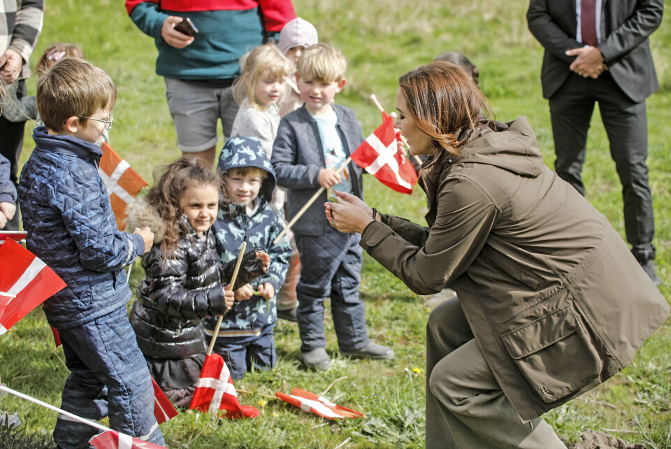 De fremmødte børn fik
også lov til at se den
lille grønne fætter,
som næsten er selvlysende og kan kravle
i træer og buske som
den eneste frø i Danmark.