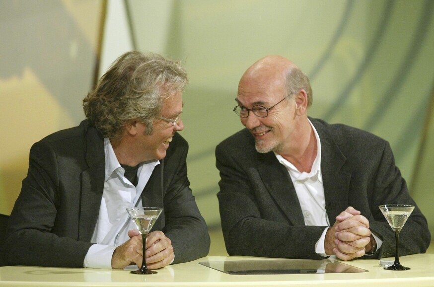 Jørgen Leth og Jørn Mader deltog i quizzen 'Aha' på DR1 i 2004.