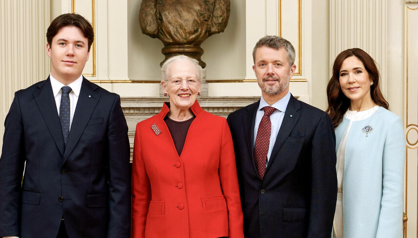 Prins Christian, dronning Margrethe, kronprins Frederik og kronprinsesse Mary.