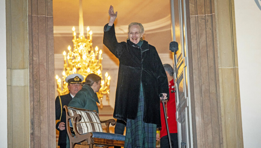 Dronning Margrethe ved fakkeltoget i 2023.