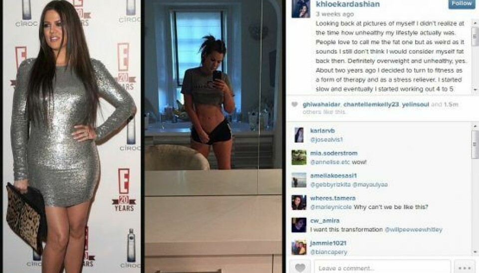 Khloe Kardashians vægttab er ret tydeligt på dette billede, som hun har delt på sin Instagram-profil.(Foto: Instagram)