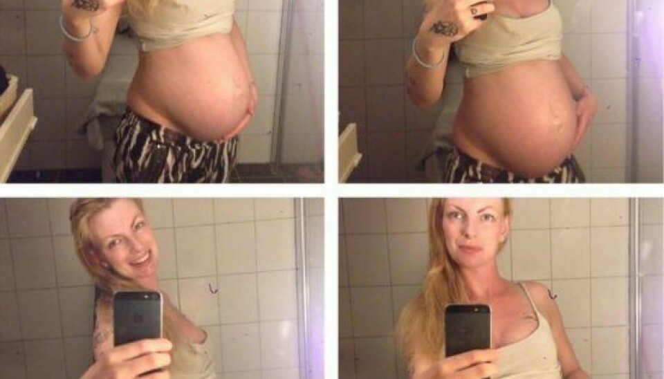 Puk har fået en stor og fin mave, og hun kan i hvert fald ikke længere løbe fra, at hun er gravid. (Foto: Privat)