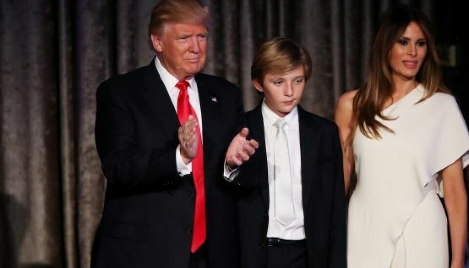 Donald Trump med sin kone, Melania, og deres fælles barn, Barron. (Photo by Mark Wilson/Getty Images)