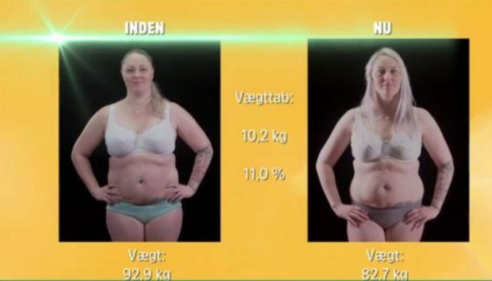 Maria tabte sig imponerede 10,2 kilo under forløbet. (Foto: TV3)