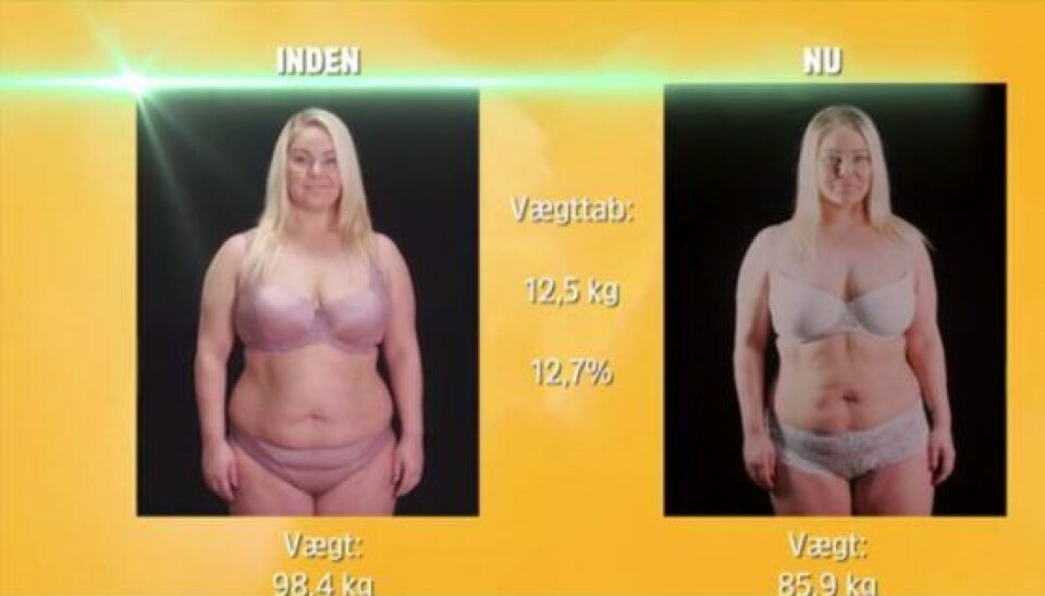 Christina blev hele 12,5 kilo lettere i løbet af programmet. (Foto: TV3) Christina blev hele 12,5 kilo lettere i løbet af programmet. (Foto: TV3)