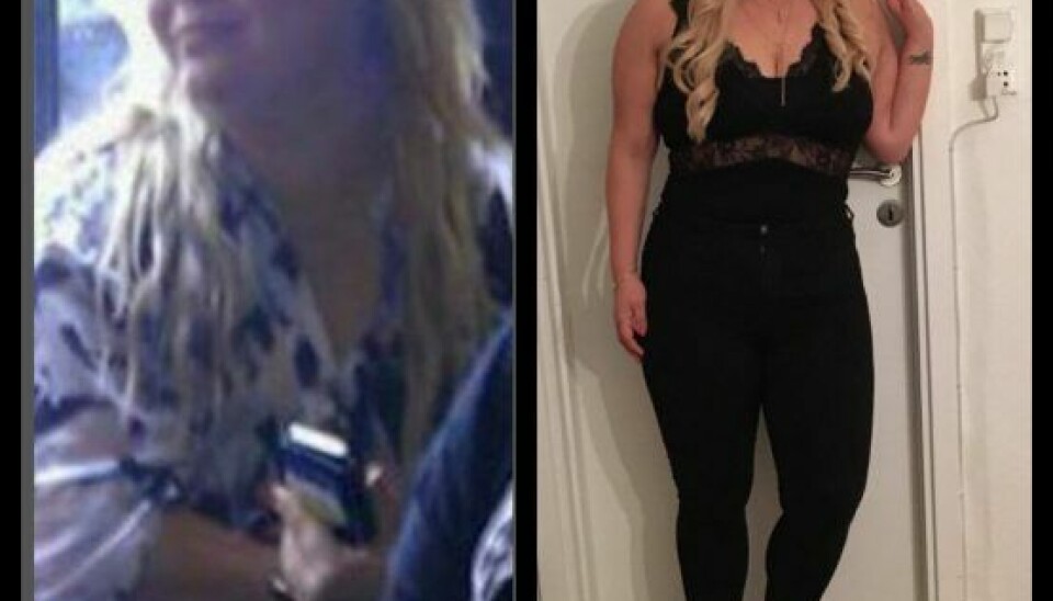 Christina før og efter sit vægttab (Foto: Privat)