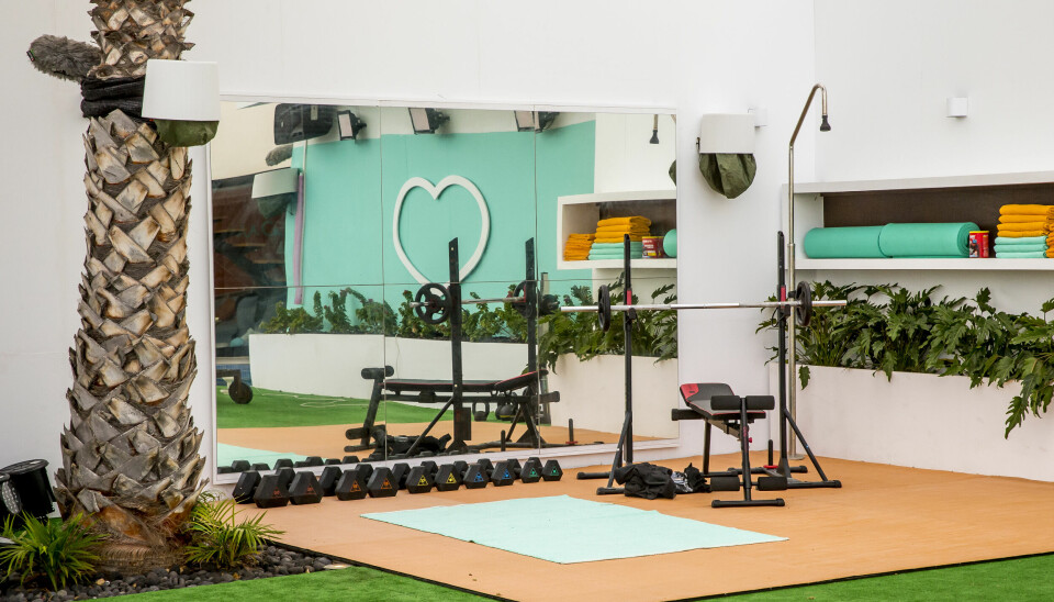 Mange af 'Love Island'-deltagerne har givet udtryk for at være ihærdige i et fitness center, så villaens træningshjørne skal nok blive velbesøgt
(Foto: Michael Stub)