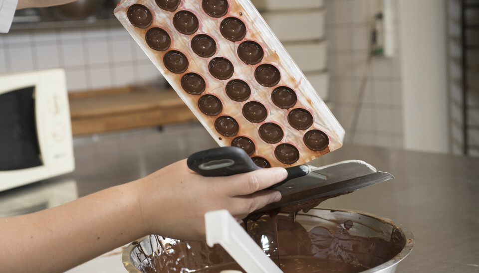 – Når chokoladen skal skrabes af, kan man eventuelt bruge en paletkniv eller en dejskraber, hvis ikke man har en spartel ved hånden, råder kagedronningen. (Foto: Peter Hauerbach)