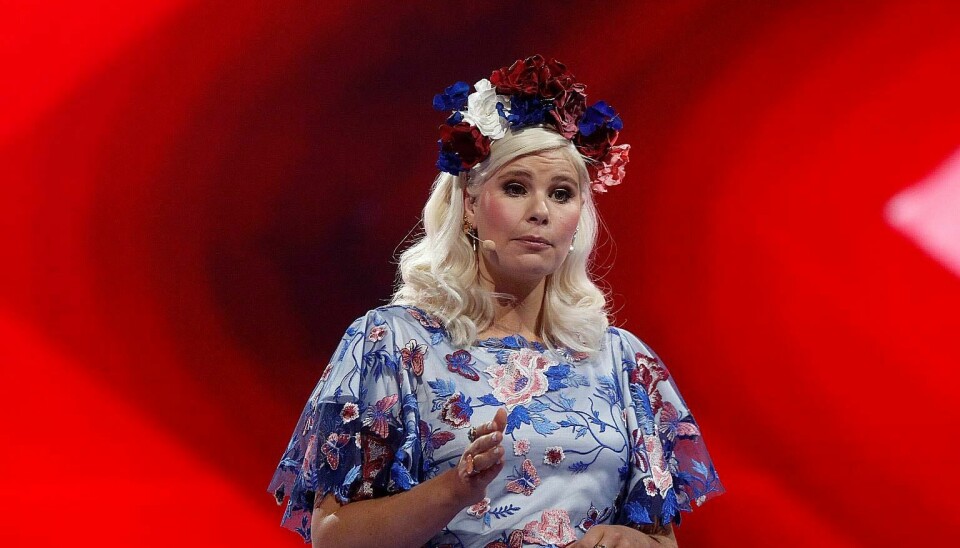 Værten Sofie Linde ved 'X Factor'-finalen (Foto: Niels Henrik Dam)