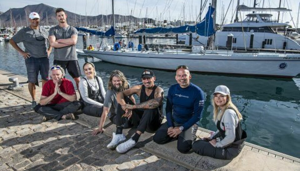 Kristian von Hornsleth, Julia Sofia Aastrup, Anders Lund Madsen, Wafande, Jesper Vollmer og Katerina Pitzner i 'Over Atlanten' sæson 2 (Foto: Discovery)