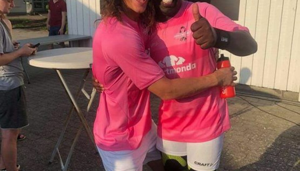 Jaffer og Melvin til 'Fodbold mod cancer' (Foto: Privat)