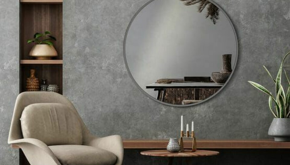 Henriks virksomhed sælger produkter i bæredygtig beton, blandt andet dette spejl (Foto: Incado.dk)