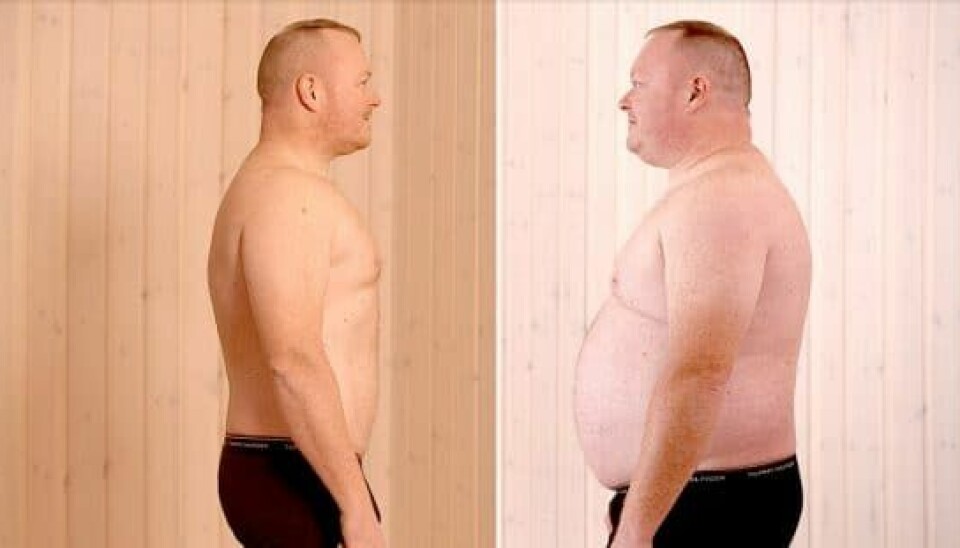 Tommy Fischer i dag og før, hvor han var 26,5 kg tungere (Foto: Mads Castillo/TV2 og Henrik Klock/TV2)