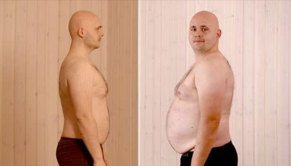 Jesper Græm tabte hele 16 kilo i 'Fem fede kokke'. (Foto: Mads Castillo/TV2 og Henrik Klock/TV2)