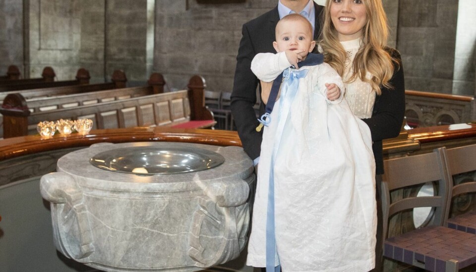 Janni Rees datter, Nathalie Mathorne, holdte barnedåb for sønnen Hubert i Marmor Kirken i København. (Foto: Henrik R. Petersen)