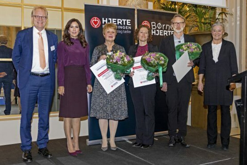 Kronprinsesse Mary med legatmodtagerne professor ved Syddansk Universitet, Susanne Schmidt Pedersen, professor og hjerteforsker ved Herlev Hospital, Kasper Iversen, samt seniorforsker ved Steno Diabetes Center Copenhagen, Charlotte Demant Klinker. (Foto: Klaus Bo Christensen) Kronprinsesse Mary med legatmodtagerne professor ved Syddansk Universitet, Susanne Schmidt Pedersen, professor og hjerteforsker ved Herlev Hospital, Kasper Iversen, samt seniorforsker ved Steno Diabetes Center Copenhagen, Charlotte Demant Klinker. (Foto: Klaus Bo Christensen)