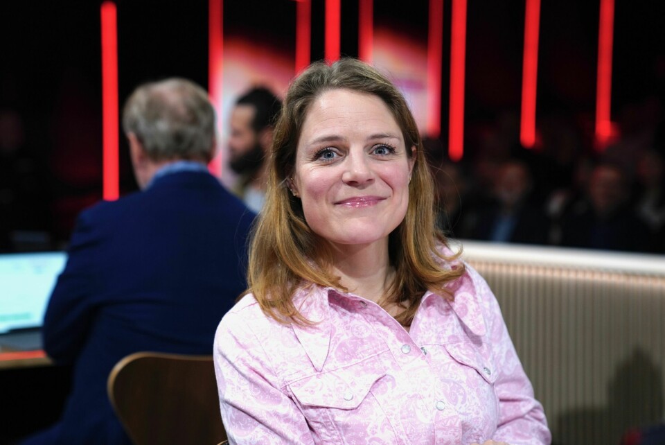 Johanne Schmidt-Nielsen til Danmarks Indsamling 20233. (Foto: Agnete Schlichtkrull/DR)